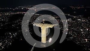 Night Landscape Of Christ The Redeemer Rio In Rio De Janeiro Brazil.