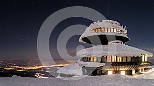 Night landscape in Giant Mountains in Poland near highest mountain in the range - Sniezka