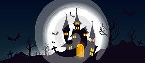 Night landscape graveyard banners