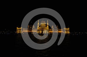 Night landscape of Hungarian Parliament Building in Budapest, Hungary