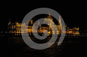 Night landscape of Hungarian Parliament Building in Budapest, Hungary