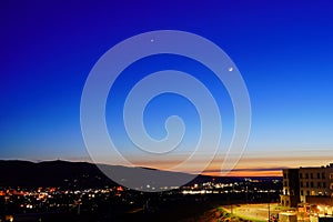 night landscape Idaho state University campus and city of Pocatello