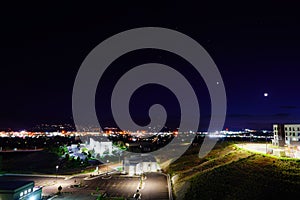 night landscape Idaho state University campus and city of Pocatello