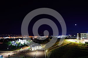 night landscape Idaho state University campus and city of Pocatello