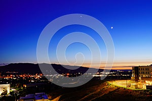 night landscape Idaho state University campus and city of Pocatello