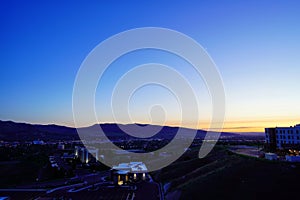 night landscape Idaho state University campus and city of Pocatello