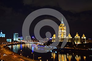 Night landscape of Moscow and Moskva River