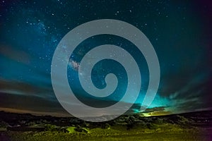 Night landscape showing milky way in the moroccan desert