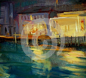 Night landscape to Venice, painting