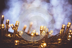 The night light bokeh festival with small LED light decor on party night christmas or new year background