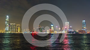 Night light hong kong kowloon bay panorama 4k time lapse china