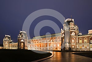 Night lighting castle of museum Tsaritsyno