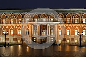 Night lighting staircase of museum Tsaritsyno