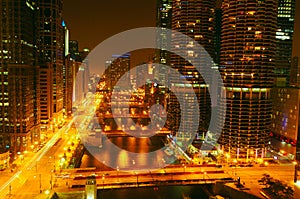 Night lights on the Chicago River