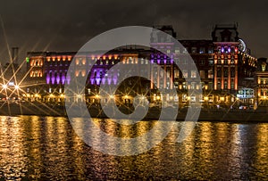 Night lights of Historical building on the water