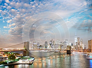 Night lights of Manhattan - Aerial view of New York City - USA