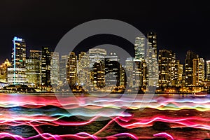 Night lights, Vancouver, BC, British Columbia, Canada