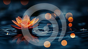 Night Lotus Bloom on Water, Soft Focus