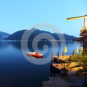 Night lugano lake landscape