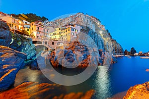 Night Manarola, Cinque Terre, Liguria, Italy