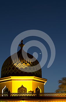 Night minaret under the moon