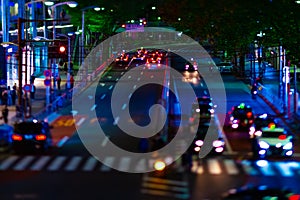 A night miniature neon street in Shibuya tiltshift