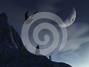 Night Moon Over Mountain Eagle