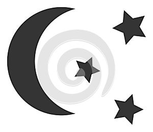 Night Moon Sky Raster Icon Illustration