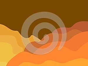 Night mountain landscape view, minimalistic flat style. Wavy landscape with boho style. Design for posters, banners, book covers
