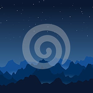 Night mountains vector background