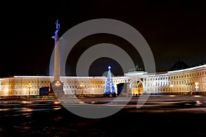 Night new year view of the Palace square photo