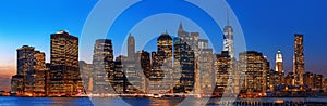 Night New York City skyline panorama