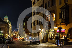 Night old town street- Nuremberg-Germany