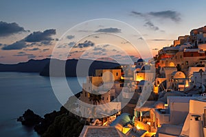 Night view of Santorini island, Greece