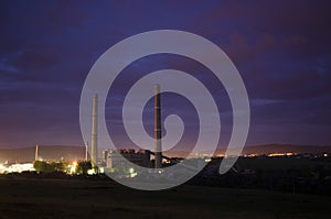 Night over industrial landscape