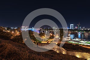 Night panorama of Belgrade city from Kalemegdan fortress