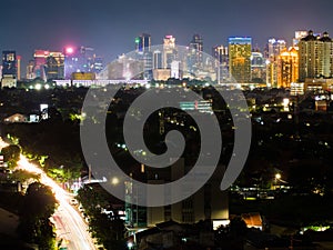 Night panorama of the capital of Indonesia - Jakarta.