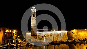 night panorama of Cervia with yellow lights