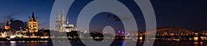 Night panorama of Cologne, Germany