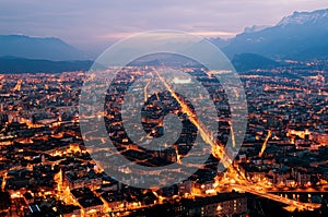 Night panorama of Grenoble