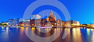 Night panorama of Helsinki, Finland