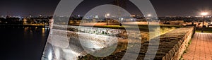 Night panorama image of Novi Sad, Serbia from Petrovaradin fortress