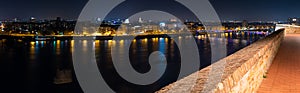 Night panorama image of Novi Sad, Serbia from Petrovaradin fortress