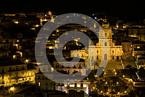 A night panorama of Modica, Sicily