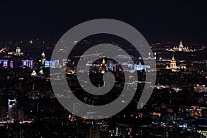 Night panorama of Moscow from Ostankinskaya TV tower.