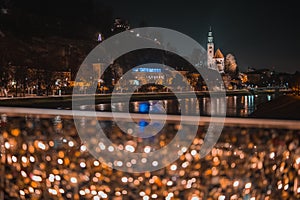 Night panorama or nightscape of the city of salzburg