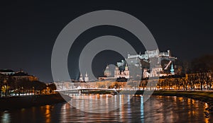 Night panorama or nightscape of the city of salzburg