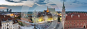 Night Panorama of Old Town in Warsaw
