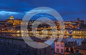 Night panorama of Porto and Vila Nova de Gaia, Portugal