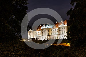 Night panorama of Royal Castle in Warsaw